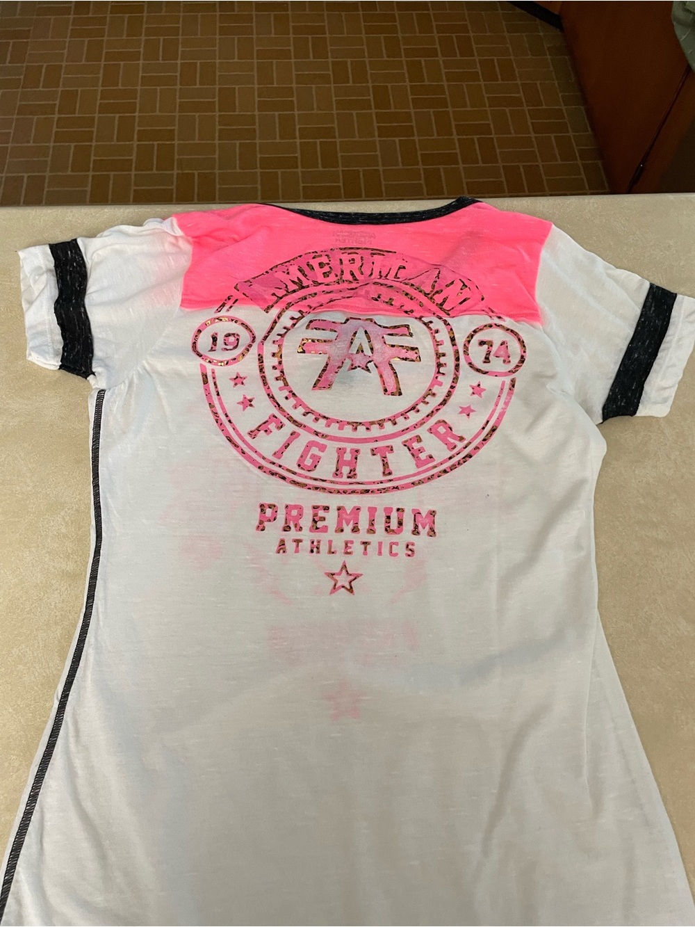 American Fighter White Neon Pink & Black Athletic Graphic Tee